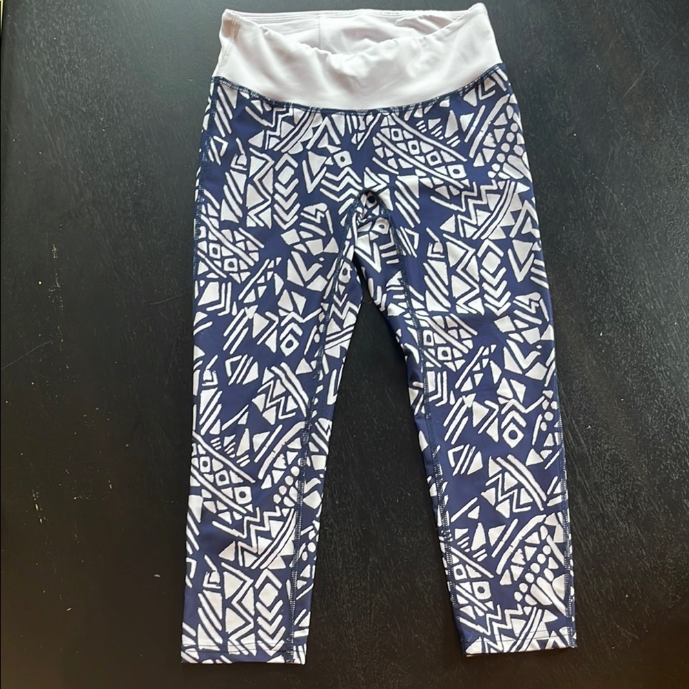 Navy and White Patterned Leggings